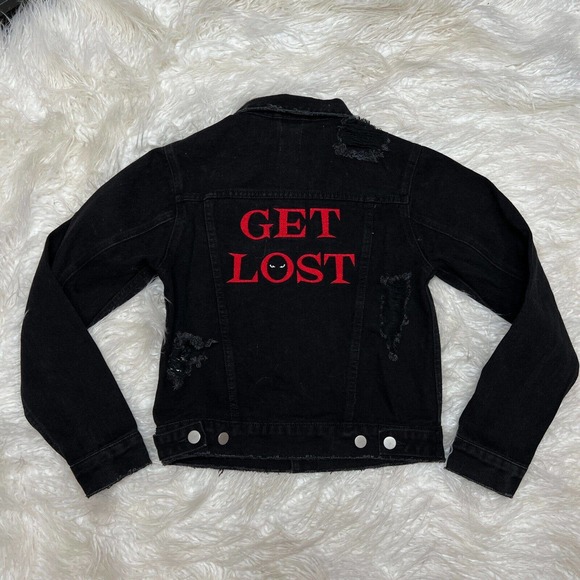 Emily Strange Black Jean Jacket Size Small - Picture 4 of 5